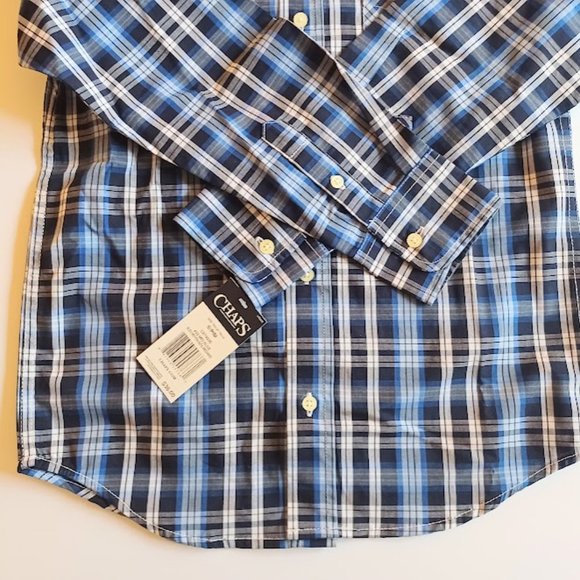 Chaps Boys' Button Down Shirt - Size 8 - Medium Blue Plaid - NWT - Picture 7 of 9
